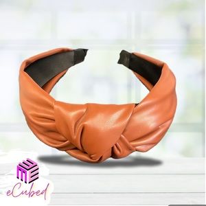 130- Knotted Brown Leather Headband